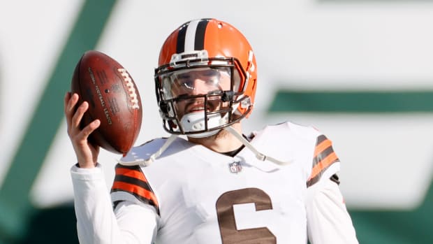 Cleveland Browns quarterback Baker Mayfield on Sunday against the Jets.