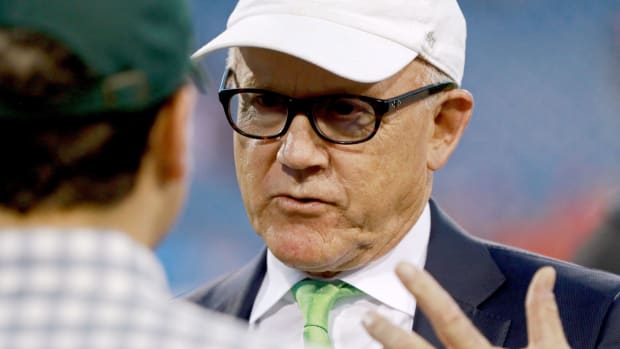 A closeup of New York Jets owner Woody Johnson.