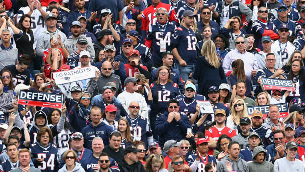 A general view of the fans in Gillette Stadium during a Patriots game.