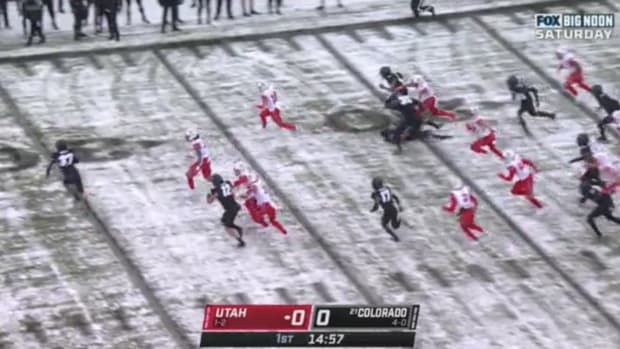 Colorado and Utah playing in the snow.