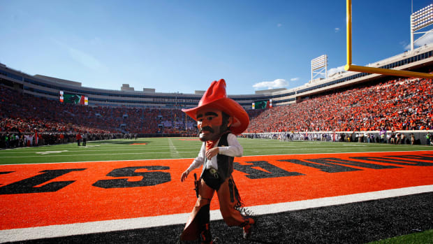 Pistol Pete walks on the field during a game.