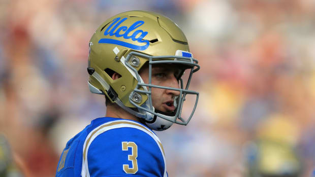 A closeup of Josh Rosen in his UCLA uniform.