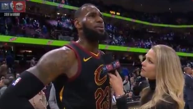 allie laforce interviewing lebron james about gregg popovich
