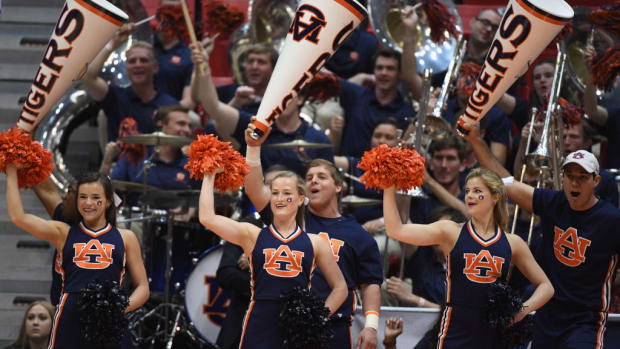 Auburn's cheerleaders get excited for a game.
