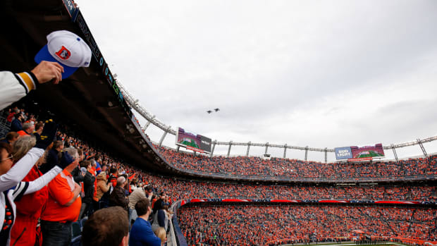 An interior view of the Denver Broncos stadium.