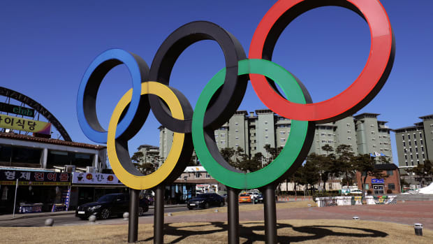 A picture of the Olympic Rings in South Korea