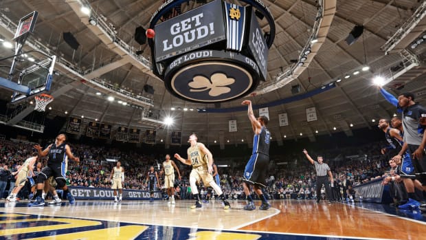 a general view of the floor at notre dame basketball arena