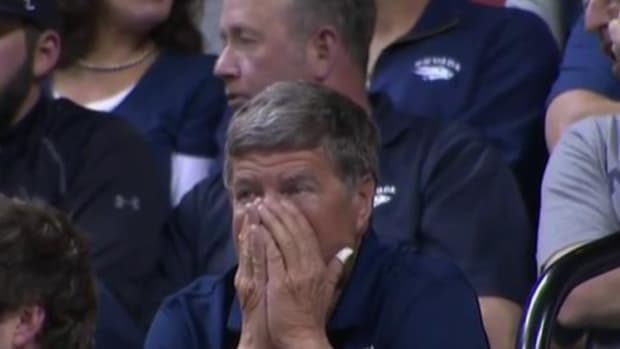 Very upset Nevada fans watches on.