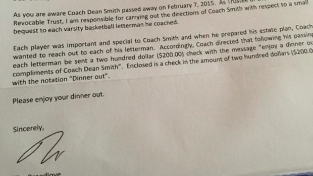 Dean Smith Letter To Former Players.