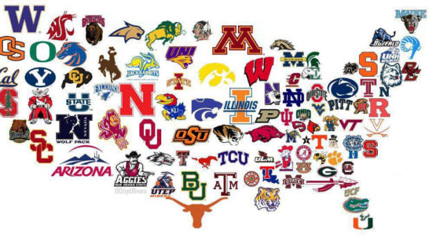 Logo map of college football teams.