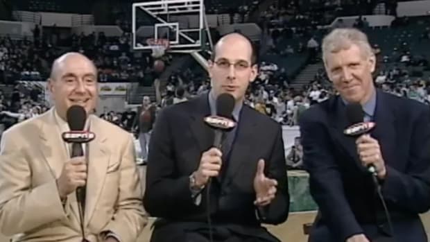 The trio of Dick Vitale, Bill Waltno and Dave Pasch  calling a game.