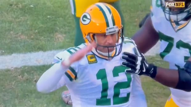 Aaron Rodgers postgame salute.
