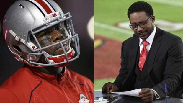 Cardale Jones (left) and Desmond Howard (right) are not happy with each other.