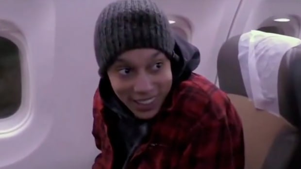Brittney Griner on the plane home.