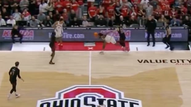 Ohio State player steps out of bounds before game-winning play.