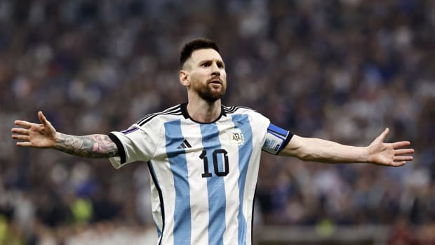 Lionel Messi of Argentina during the 2022 FIFA World Cup final in Qatar.