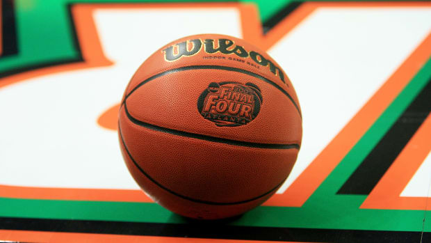A generic photo of an NCAA basketball.