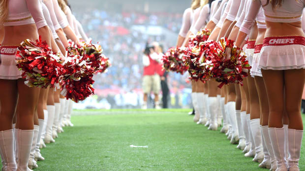 Chiefs cheerleaders perform in London.