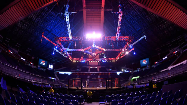 SINGAPORE, SINGAPORE - OCTOBER 26: A general view of the Octagon prior to the UFC Fight Night event at Singapore Indoor Stadium on October 26, 2019 in Singapore. (Photo by Jeff Bottari/Zuffa LLC via Getty Images)