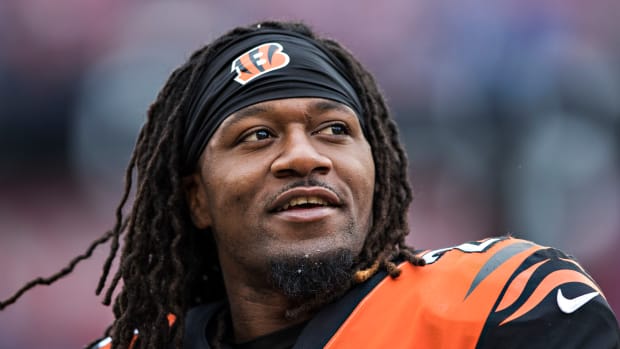 NASHVILLE, TN - NOVEMBER 12:  Adam Jones #24 of the Cincinnati Bengals on the sidelines during a game against the Tennessee Titans at Nissan Stadium on November 12, 2017 in Nashville, Tennessee.  The Titans defeated the Bengals 24-20.  (Photo by Wesley Hitt/Getty Images)