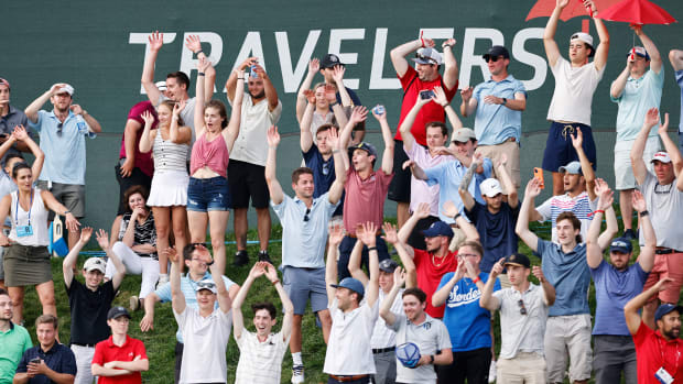 General view of fans at the Travelers Championship.