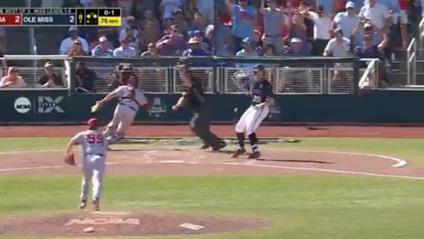 Oklahoma catcher with a devastating passed ball on Sunday.