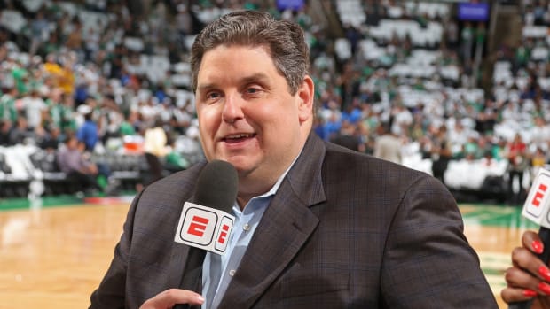 Brian Windhorst on the court for ESPN's coverage of the NBA Finals.