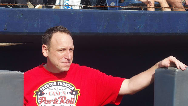 Joey Chestnut before an eating competition in New Jersey.