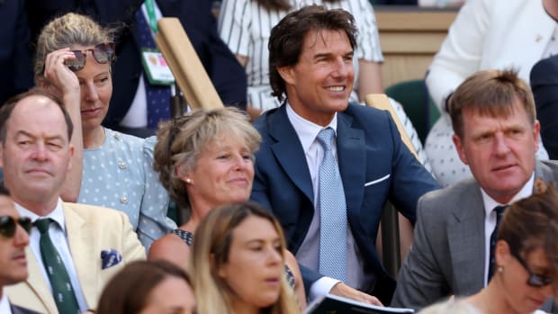Tom Cruise enjoying the 2022 Wimbledon Championships.