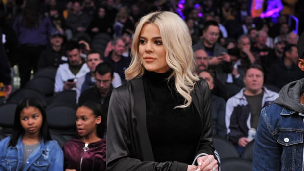 Khloe Kardashian at an NBA game at Staples Center back in the 2019 season.