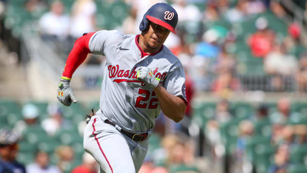 Juan Soto rounding the bases for the Washington Nationals.
