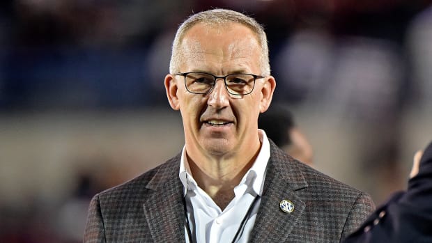 MEMPHIS, TENNESSEE - DECEMBER 28: SEC Commissioner Greg Sankey attends the AutoZone Liberty Bowl between Mississippi State and Texas Tech at Liberty Bowl Memorial Stadium on December 28, 2021 in Memphis, Tennessee. (Photo by Justin Ford/Getty Images)