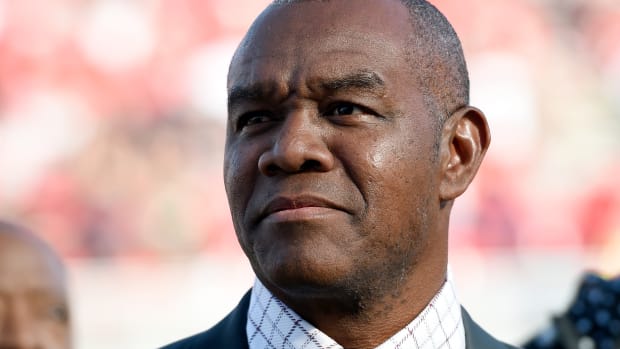 LAS VEGAS, NV - OCTOBER 22:  Former NFL and UNLV quarterback Randall Cunningham stands on the field as he is honored by the National Football Foundation and College Hall of Fame during a game between the Colorado State Rams and the UNLV Rebels at Sam Boyd Stadium on October 22, 2016 in Las Vegas, Nevada.  (Photo by Ethan Miller/Getty Images)