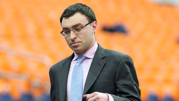 SYRACUSE, NY - JANUARY 12:  ESPN play-by-play announcer Jason Benetti prior to the game between the Georgia Tech Yellow Jackets and the Syracuse Orange at the Carrier Dome on January 12, 2019 in Syracuse, New York. (Photo by Rich Barnes/Getty Images)