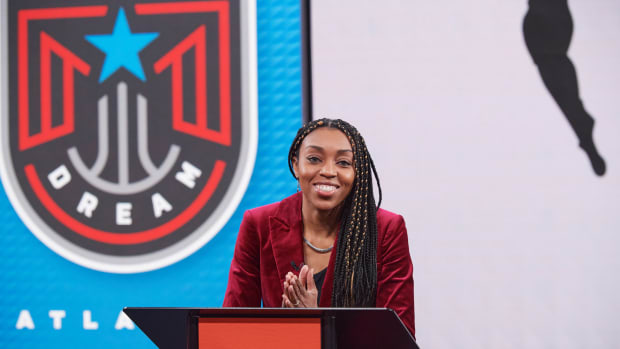 Renee Montgomery of the Atlanta Dream attending the 2022 WNBA Draft Lottery.