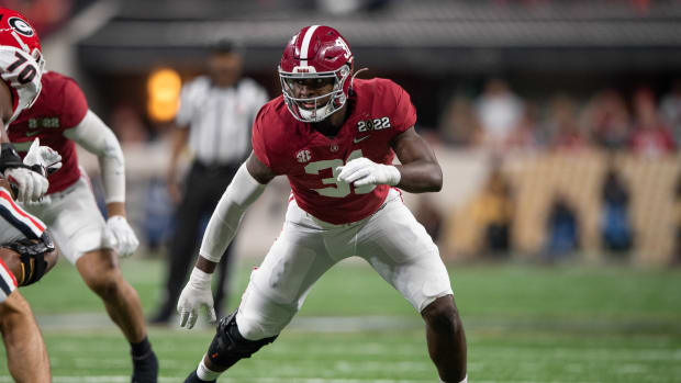 Alabama Crimson Tide linebacker Will Anderson Jr. lines up on defense during the College Football Playoff National Championship against Georgia.
