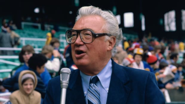 Chicago baseball broadcaster Harry Caray on Opening Day.
