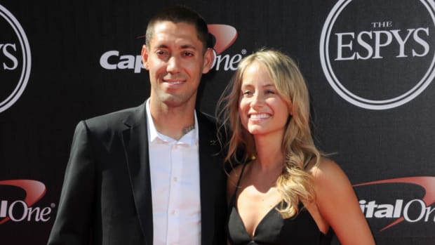 LOS ANGELES, CA - JULY 16: US soccer player Clint Dempsey (L) and Bethany Dempsey attend the 2014 ESPY Awards at Nokia Theatre L.A. Live on July 16, 2014 in Los Angeles, California. (Photo by Allen Berezovsky/WireImage)