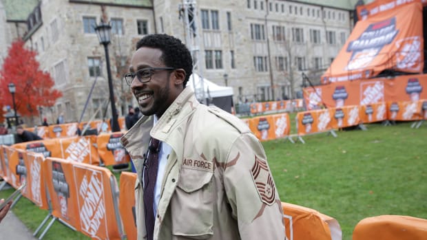 ESPN "College GameDay" co-host Desmond Howard is pictured on campus at Boston College