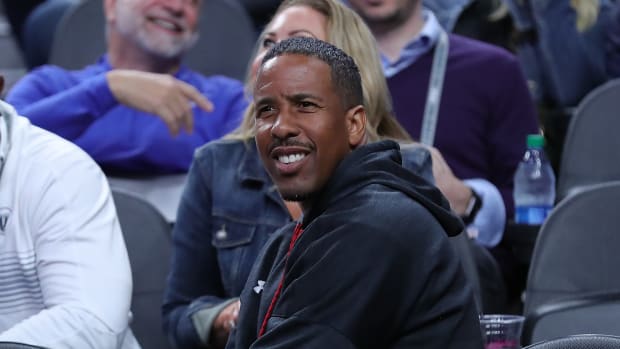 LAS VEGAS, NEVADA - MARCH 11: Andre Miller retired NBA player attends the Utah Utes vs the Oregon State Beavers during the first round of the Pac-12 Conference basketball tournament at T-Mobile Arena on March 11, 2020 in Las Vegas, Nevada. (Photo by Leon Bennett/Getty Images)