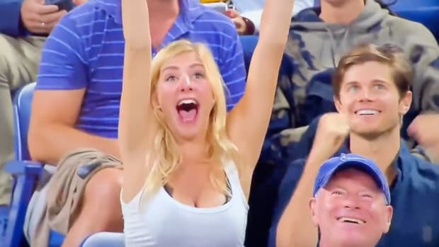 Fan goes viral at the US Open for chugging.