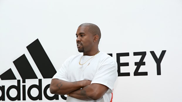 Kanye West and adidas announce the future of their partnership at Milk Studios in 2016.