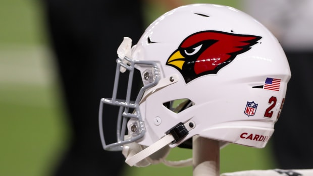 CINCINNATI, OH - AUGUST 12: An Arizona Cardinals helmet sits during the game against the Arizona Cardinals and the Cincinnati Bengals on August 12, 2022, at Paycor Stadium in Cincinnati, OH. (Photo by Ian Johnson/Icon Sportswire via Getty Images)