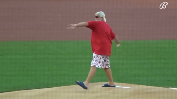 Golf star John Daly throws out the first pitch.