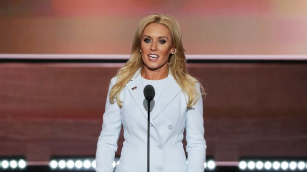 CLEVELAND, OH - JULY 19:  Professional golfer Natalie Gulbis delivers a speech on the second day of the Republican National Convention on July 19, 2016 at the Quicken Loans Arena in Cleveland, Ohio. Republican presidential candidate Donald Trump received the number of votes needed to secure the party's nomination. An estimated 50,000 people are expected in Cleveland, including hundreds of protesters and members of the media. The four-day Republican National Convention kicked off on July 18.  (Photo by Alex Wong/Getty Images)