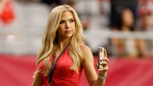 GLENDALE, ARIZONA - AUGUST 20: Miss Kansas USA, Gracie Hunt walks on the field before the NFL preseason game between the Kansas City Chiefs and the Arizona Cardinals at State Farm Stadium on August 20, 2021 in Glendale, Arizona. (Photo by Christian Petersen/Getty Images)