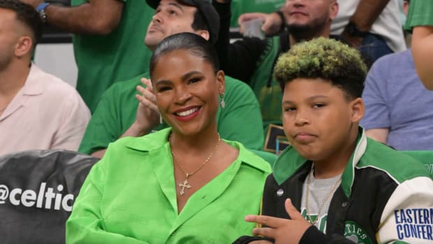 BOSTON, MA - JUNE 08: Actress Nia Long attends Game Three of the 2022 NBA Finals on June 8, 2022 between the Golden State Warriors and Boston Celtics at the TD Garden in Boston, Massachusetts. (Photo by Annette Grant/NBAE via Getty Images)