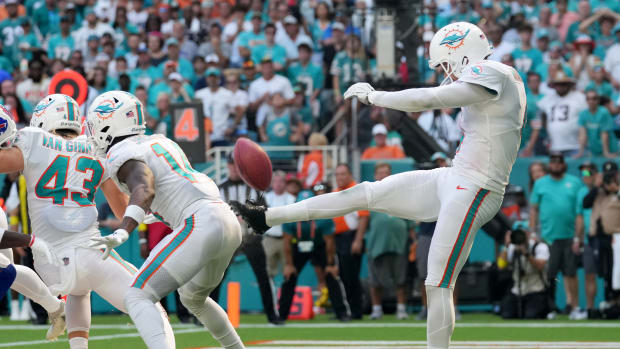 The infamous "butt punt" by the Miami Dolphins on Sunday.
