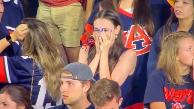 Video of a sad Auburn fan went viral on social media.