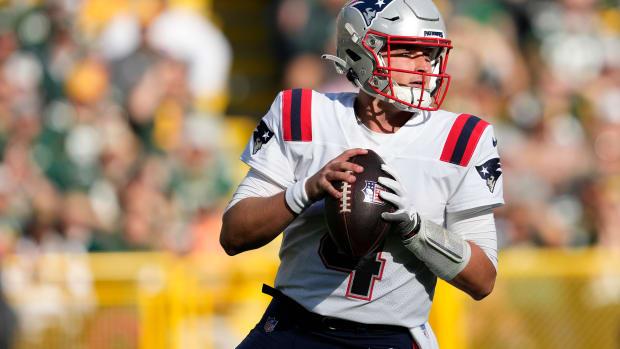 Patriots rookie quarterback Bailey Zappe against the Packers.